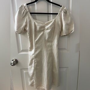 Puffy Sleeve Dress with Bow in back